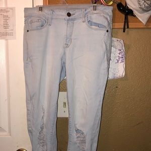 Light blue ripped mid-rise jeans